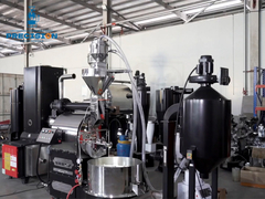 Torradora de café profesional de 15 kg, equipada con cargador totalmente automático, quitador de humo y cafetería