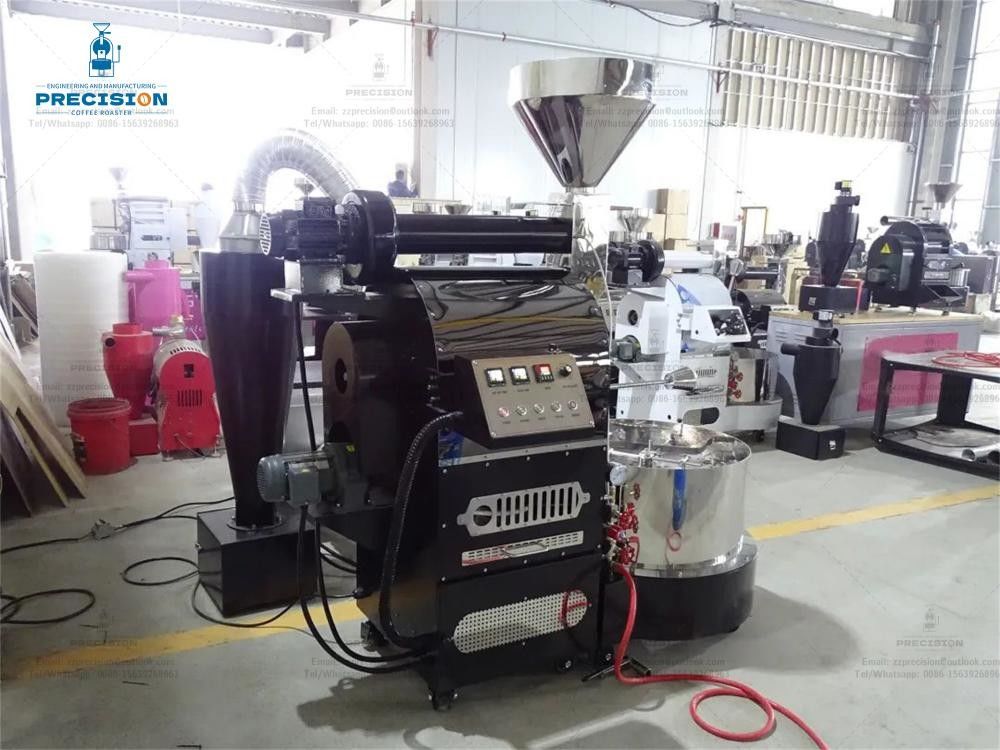 Máquina de tostador de café de precisión comercial con carcasa de tambor de acero inoxidable color