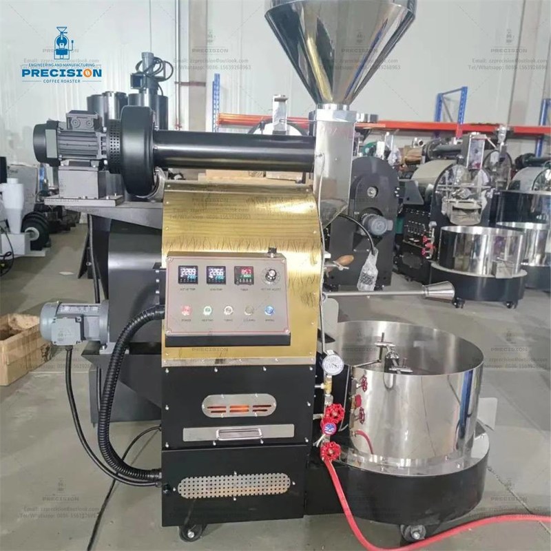 Máquina de tostado de tambor de acero inoxidable de doble capa 5Kg 10Kg 15Kg Multi-Burner Roaster de café de frijoles